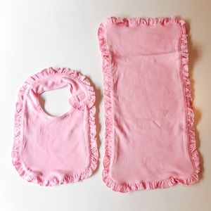 Pink Baby Bib and Baby Blanket